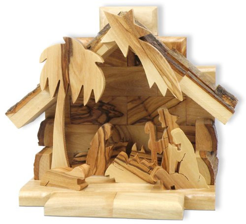 °° Krippe Handarbeit aus Israel Olivenholz 15cm Weihnachts- Geschenk Dekoration