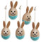 Logbuch-Verlag 5 Osterhasen Holzhasen Osteranhänger Holzanhänger türkis gepunktet 6 cm Ostern Deko Geschenk blau Hasen