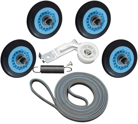 Kit de réparation de sèche-linge amélioré compatible avec le sèche-linge Samsung comprend un rouleau de tambour DC97-16782A DC93-00634A - Poulie de renvoi 6602-001655 - Courroie de rechange AP5325135