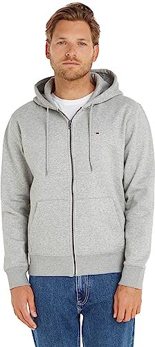 Tommy Jeans Felpa con Cappuccio e Zip Uomo TJM Regular Cerniera, Grigio (Light Grey Heather), L