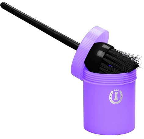 Imperial Riding Hufölpinsel IRH mit Behälter, praktischer Hufölpinsel mit integrierter Dose, auslaufsicherer Hufpflegepinsel für saubere Anwendung & stylischen Glamour-Look, Royal-Lila