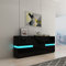 Sideboard High Gloss Sideboard for Living Room Modern Sideboard Cabinet Display Cabinet with LED Lights 2 Doors 4 Drawers Home Furniture (Black)