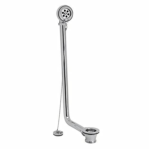ENKI, W37, Traditional Exposed Bath Retainer Waste with Ball Chain Plug and Overflow, Polished Chrome
