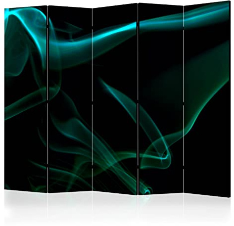 murando - Paravent Raumteiler Innen Abstrakt 225x172 cm 5-teilig Einseitig Raumtrenner Trennwand Holz Room Divider Mobiler Sichtschutz Spanische Wand Raum Abtrennung türkis Welle modern n-C-0256-z-c
