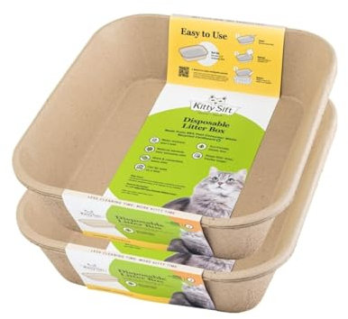 Kitty Sift Einweg-Katzentoilette, nachhaltig, sauber – Jumbo, 6er-Pack