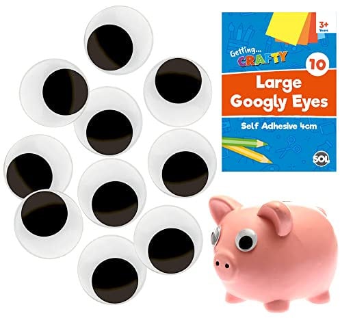 10 unidades de ojos grandes autoadhesivos | 40 mm DIY arte manualidades ojos pegajosos grandes | 4 cm grandes ojos pegajosos pegar en ojos para manualidades pegatinas de ojos | Ojos Googley ojos