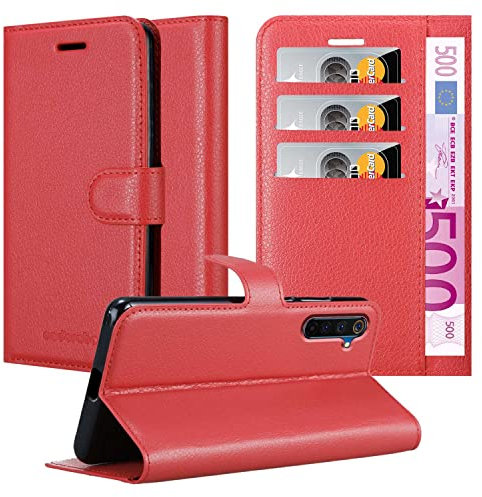 Cadorabo Hülle kompatibel mit Realme 6 PRO Handyhülle aus Premium Kunst Leder Flip Klappbare Stoßfeste Magnetische [Standfunktion] [Kartenfächern] Cover Hülle für Realme 6 PRO Tasche in Rot