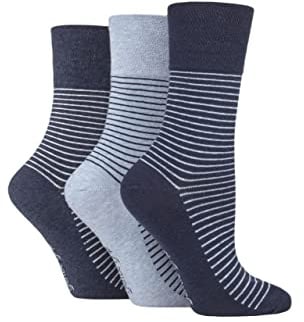 SockShop Gentle Grip Ladies Floral Spotted Patterned Striped Honeycomb Top Cotton Socks 3 Pairs Assorted Colours Size 4-8