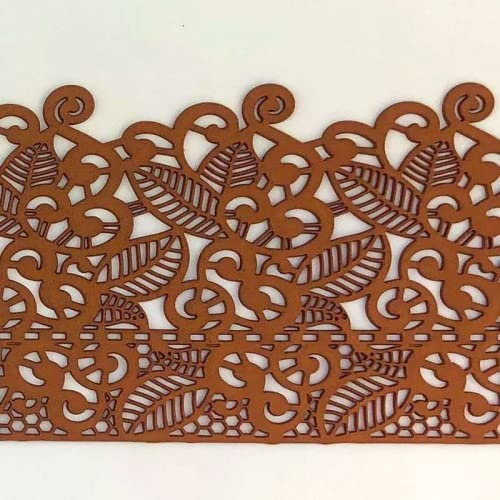 Coximus gebrauchsfertige essbare Spitze | 38x8cm fertige Zucker-Spitze in der Farbe Bronce Gold | hochwertiges elastisches Icing fertig zum Gebrauch | Blüten und Blätter | 2 Sweet lace-pearl