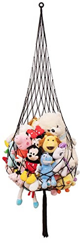 Makramee-Stofftier-Netz-Hängematte, kleine Plüschtiere, große Eck-Wandbehang-Organizer für Kinder, böhmische gewebte Dekor-Display Kuscheltiere Netz