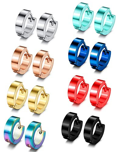 Diamday Kleine Creolen für Damen Herren Silber Gold Rosegold Bunt Schwarz Huggie Creolen Set Edelstahl Ohrringe für Frauen Männer
