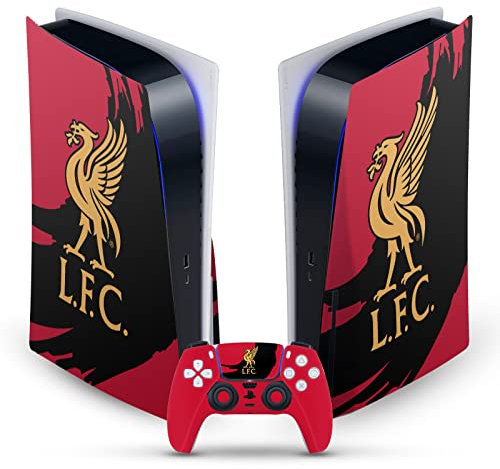 Head Case Designs Offizielle Liverpool Football Club Wischhub Kunst Vinyl Frontplatte Haut Gaming Aufkleber Abziehbild kompatibel mit Sony PlayStation 5 PS5 Disc Edition Console & DualSense Controller