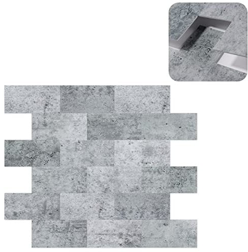 HENGMEI 3D Fliesenaufkleber, Vinyl Wandpaneele PVC Küchenrückwand Klebefliesen Selbstklebende Fliesen für Bad, Küche, 34x29cm, 10 Stück (Farbe E)