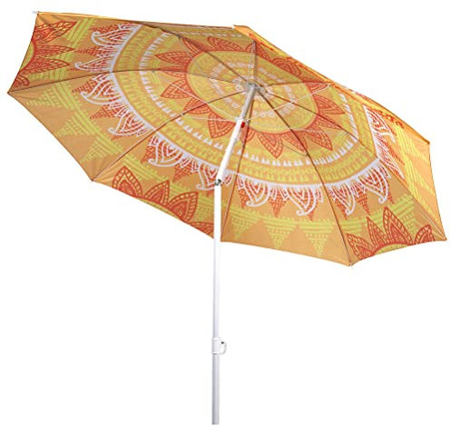 1.9M Garden Parasol Mandala Umbrella Tilt Outdoor Sun Shade Canopy Outdoor Patio (Orange)