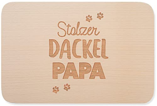 JUNIWORDS Frühstücksbrettchen, Stolzer Dackel Papa, Holzbrett Frühstücksbrett Holzbrettchen (1010003)