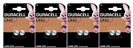 8 x Duracell LR43 186 V12GA (4 ampoules de 2 batteries) 8 piles