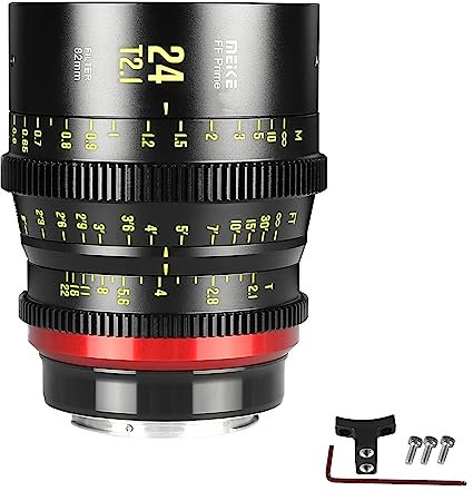 Meike 24mm T2.1 Vollrahmen manueller Fokus Weitwinkelobjektiv für Canon EF Mount und Cine Camcorder ZCAM E2-F6, E2-F8, Canon EOS C500 Mark II und S35 EOS C100 Mark II, EOS C200, Zcam E2-S6 6K
