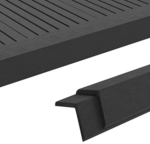 Homgoday 5 Stück Terrassendielen Winkelleisten Aluminium 170 cm Schwarz Eckkante L Profil Terrassendielen Eckleiste Terrassendielen schützen den Rand des Decks Terrassendielen Treppenkante