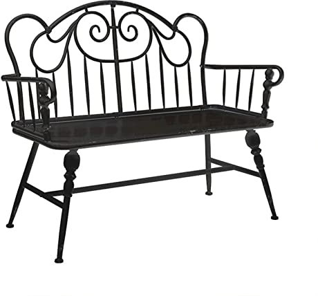 HASMI Garten Bänke Outdoor Rückenlehnenbank Schmiedeeisen Sofa Retro Alt Bank Freizeit Doppelstuhl for Wohnzimmer Garten Balkon Innenhof (weiß/schwarz) Outdoor Bänke (Color : Schwarz)