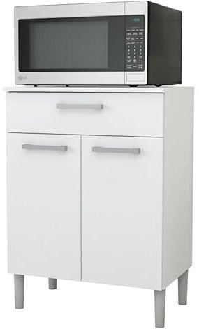 KITS PARANA Meuble Micro Onde Blanc 2 Portes 1 Tiroir 1 Niche L 61.5 H 83.5 P 38.8 cm