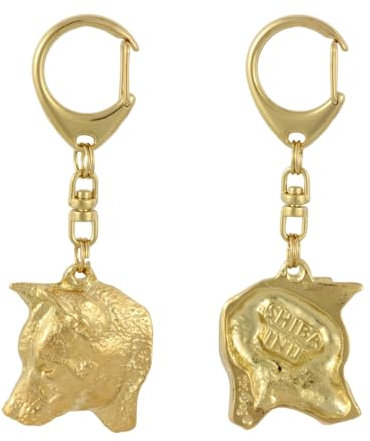 Art-Dog Niedlicher Hundeschlüsselanhänger - Exklusive Kollektion Shiba Inu Schlüsselanhänger Hund - Vergoldete Keyring mit 2,5 cm Schloss - 4,8x4,3x8,5cm