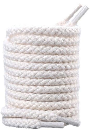 Anopo 2 Paia Lacci in Corda per Scarpe 6.5mm Lacci Rotondi in Cotone Lacci di Ricambio per Scarpe da Ginnastica Beige 160cm