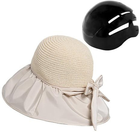 LOVIVER Fahrradhelm Erwachsenenhelm Surf Bucket Hat Atmungsaktiver Kopfumfang 56 cm-58 cm Hutförmiger Helm Fahrradhelm zum Reiten, Beige