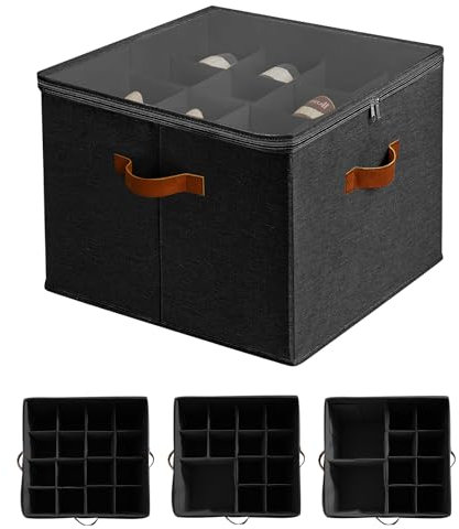 Debfhzzn Organizador de Zapatos, 16 Compartimentos, Organizador de Zapatos Ajustable con Protector de Polvo Transparente, Bolsas de Almacenamiento Plegables para Zapatos (Negro)