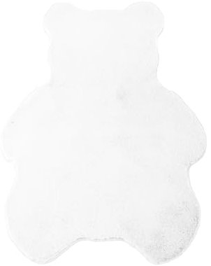 Kinder Teppich Carlo Bärenform, Farbe: Weiß, Größe:80x100 cm