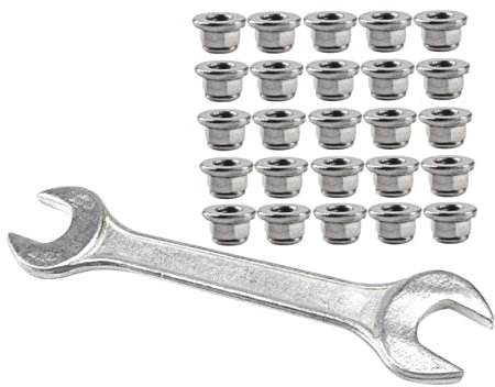 GLEAVI 25stücke Flansch-nylon- -sicherungsmuttern Mit Wrench Selbstsichernde Kontermuttern Für Und Maschinenbau Rostfrei Silber