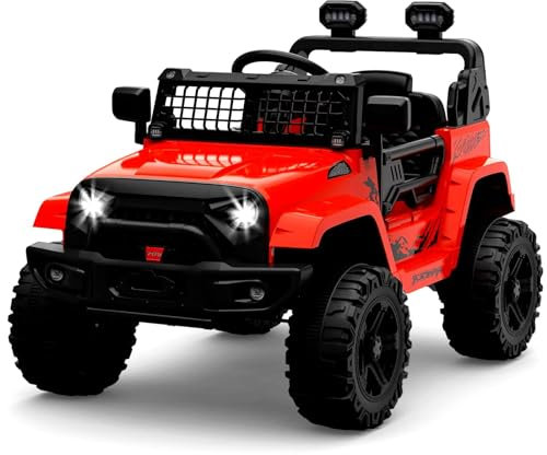 12V Elektroauto für Kinder, Kinder Elektroauto mit 2,4 Ghz Fernbedienung, Spring Suspension, LED Lights, Bluetooth, 2 Speeds, Kinderauto Elektrisch für Kinder 3-8 Jahre (Rot)