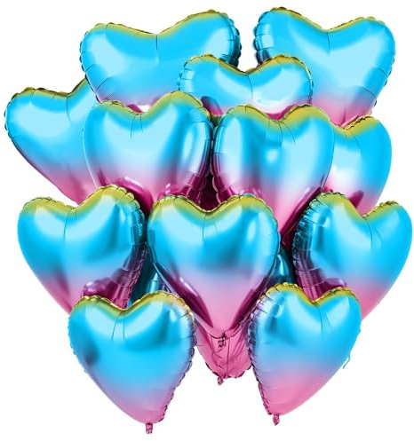 Mbsomnus Farbverlauf Herzluftballons 18 Zoll Folienballon 15 Stück Herz Luftballon Metallic Helium Ballons Hochzeit Große luftballons für Geburtstag Party Valentinstag Verlobung Hochzeit Deko