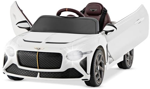 COSTWAY Bentley Elektroauto für Kinder, 12V Kinderfahrzeug mit Fernbedienung & Licht & Musik & USB, Kinderauto Elektro, Elektrofahrzeug für Kinder ab 3 Jahren (Weiß)