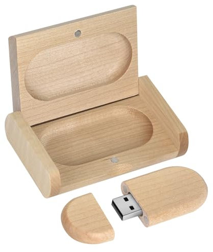 HOZYALE Clé USB 2.0 64 Go en bois avec boîte en bois pour mariage, amis, famille