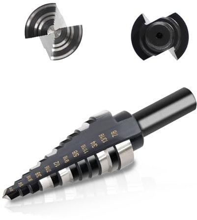 COMOWARE 3/16-7/8 Step Drill Bit M2 HSS Drill Bit Straight Grooved Double Fluted for Stainless Steel Copper Aluminum Wood Plastic