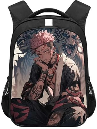 Puruuige Gojo Satoru Rucksack Anime Ryomen Sukuna Schultaschen für Jungen Cartoon Fushiguro Megumi 3D Gedruckt Schultasche Große Kapazität Leicht Kinderrucksack, Typ 3, 30.5 x 16 x 44cm