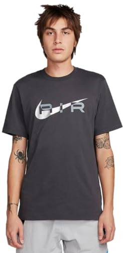 NIKE Air Herren-T-Shirt, Sportbekleidung, Club, Swoosh-Logo, anthrazit / schwarz, M
