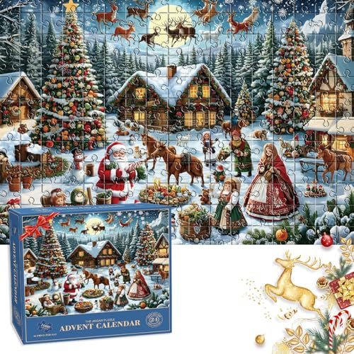 YongSral Puzzle Adventskalender 2024, Adventskalender 2024 Puzzle, 24 Tägiger 1008 Teile Puzzle Weihnachten Adventskalender, Weihnachts Adventskalender Puzzle für Erwachsene und Kinder
