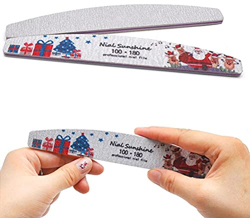 Lima de uñas de viaje, 5 limas de uñas de Navidad de doble cara, lima de lijado de uñas, pulidor de uñas, herramientas de manicura para arte de uñas y cuidado de uñas