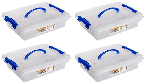 Acan Tradineur - Pack de 4 Cajas de almacenamiento - Fabricado en plástico - Contenedor para almacenar juguetes, Libros, ropa, mantas - N.º 29-9 x 37,5 x 28,5 cm - 5 Litros