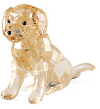 Kristall-Hundefigur, facettiertes Glas, Welpe, Statue, goldfarben, Labrador, Ornament, Tier-Sammelfigur, Skulptur, Handarbeit, Briefbeschwerer, Heimdekoration