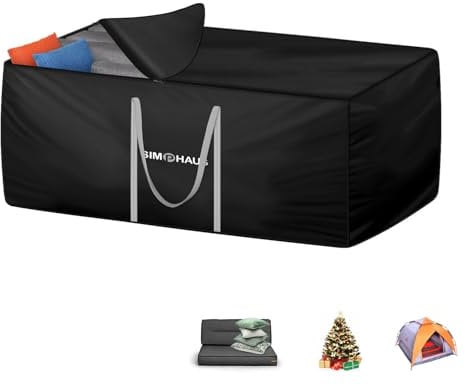 SIMPHAUS Aufbewahrung für Sitzauflagen,Auflagentasche Gartenauflagen Wasserabweisend 420D Oxford Tasche für Gartenmöbel Auflagen,Palettenkissen,Polsterauflagen,Weihnachtsbaum,Spielzeug 125x80x60cm