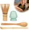 Zanfqvo 4-Teiliges Matcha Besen Set - Matcha Tee Set mit Matcha Whisk, Matcha Besen Halter aus Keramik, 2 Matcha Löffel - Japanisches Zubehör für Ceremonial Match (Cyanfarben)