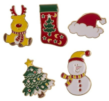 Out of the Blue - Weihnachts-Ansteckbutton - X-Mas Anstecker aus Metall im 5er Set