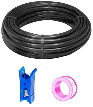 HAXIHA Noir 12 Meter Tuyau Pneumatique Polyuréthane PU Air Kit 8mm OD x 5mm ID Tuyau Air Comprimé Peut Etre Utilisé pour Les Compresseur Outils Pneumatiques