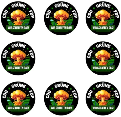 Sammys Shirt Store 8 Stück Aufkleber 4cm rund Atomkrieg-Wir schaffen das CDU Grüne FDP Sticker Sparpack gut haftend Aktiv Werden