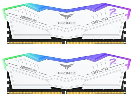 TEAMGROUP T-Force Delta RGB DDR5 Ram 32GB (2x16GB) 6400MHz PC5-51200 CL38 Desktop Memory Module Ram for 600 700 Series Chipset XMP 3.0 Ready White FF4D532G6400HC38JDC01
