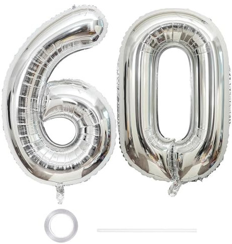 GoldRock XXL Luftballon 60 Geburtstag Deko Silber, 40 Zoll Ballon Deko 60 Geburtstag Frau Mann, Zahlen Luftballons Geburtstage 60, Geburtstagsdeko 60 Jahre,Folienballon 60 für Jubiläum,60 Luftballon