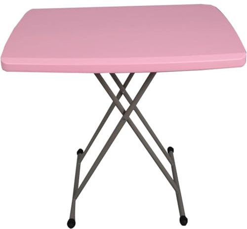 QTQHOME Petite table pliante en plastique, légère et portable, plateau pour ordinateur portable, TV, table de collation à hauteur réglable pour la maison, le camping, les pique-niques, les fêtes, rose