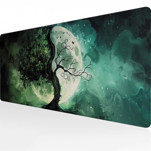 Grand Tapis de Souris de Jeu 1500x800x2 mm Arbre Lune Tapis de Souris Gamer XXL Tapis de Bureau étendu Surface Spéciale Améliore la Précision pour Le Bureau et la Maison